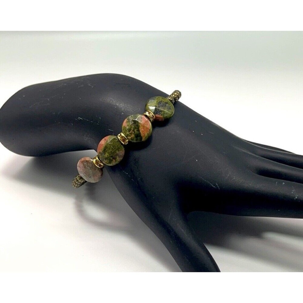 Lenny & Eva Genuine Unakite Stone Beaded Bracelet New W/O Tags